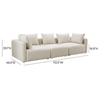 Karsyn 112.5" Plush Cream Performance Linen Sofa