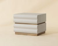 Subira Cream Faux Leather & Wood, Gold Nightstand