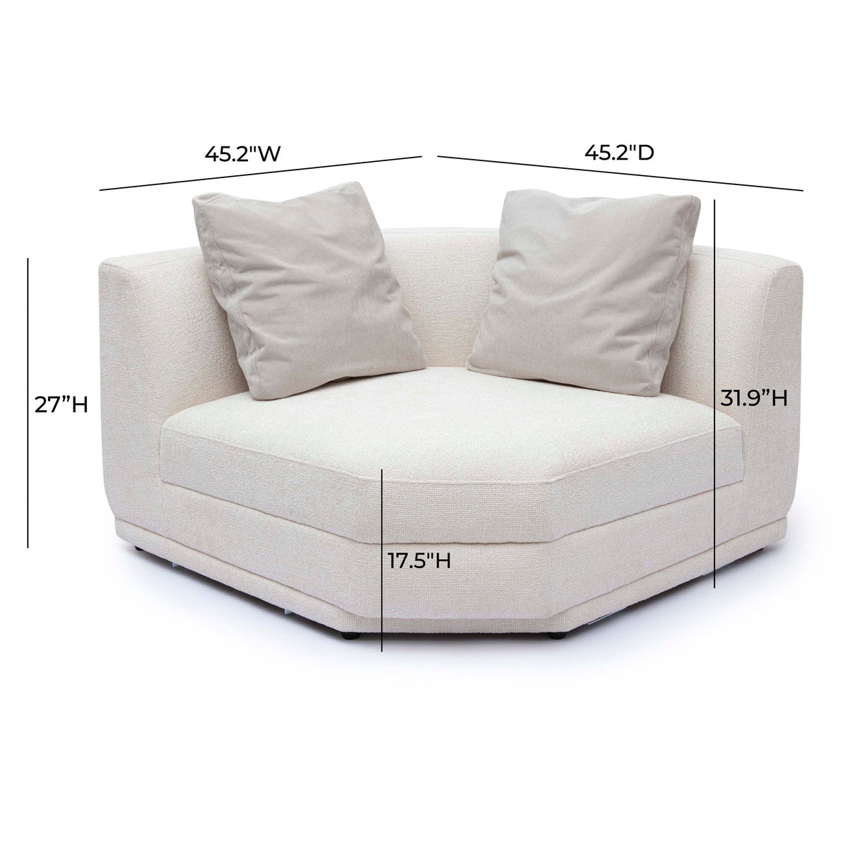 Arabella Cream Performance Chenille Modular Wedge Corner Chair