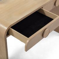 Jenny 48 Natural Ash 2-Drawer Vanity Desk with Mirror