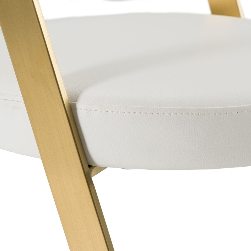 Diana White Leatherette & Gold Counter Stool