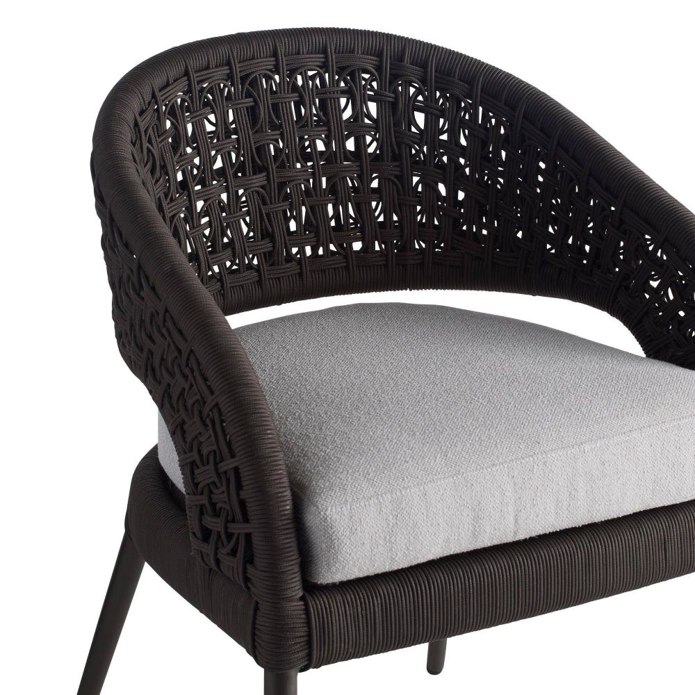 Juri Outdoor Charcoal Brown & Performance Boucle Dining Chair