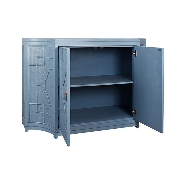 Cove 58" Capri Blue Rattan Overlay Cabinet
