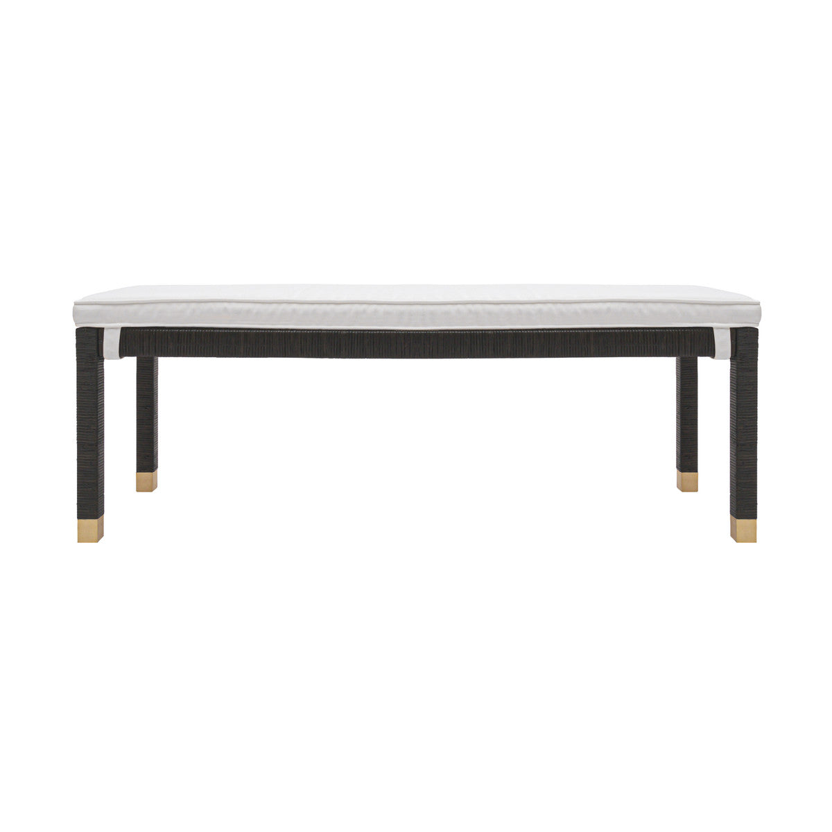 Arimo Black Woven Rattan Bench