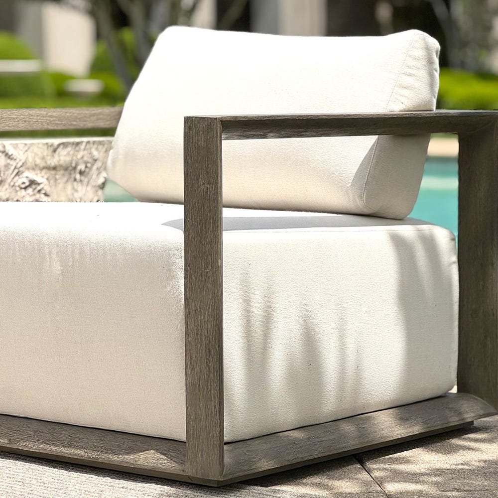 Richie White & Weathered Grey Ooutdoor Lounge Chair