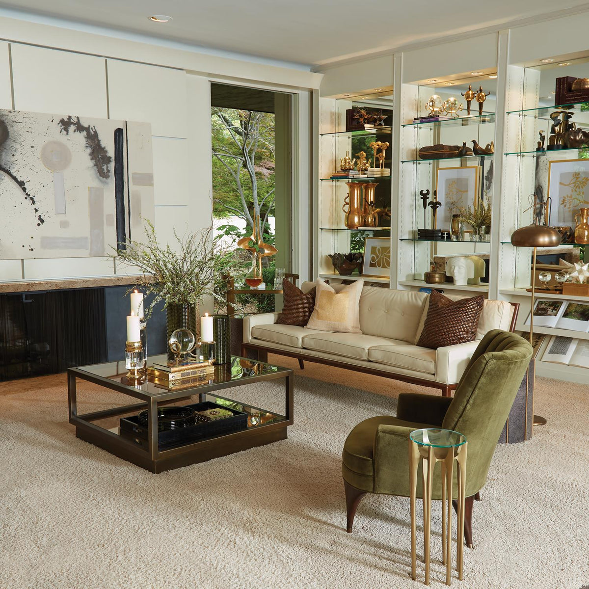 Channel Moss Green Velvet Accent  Chair