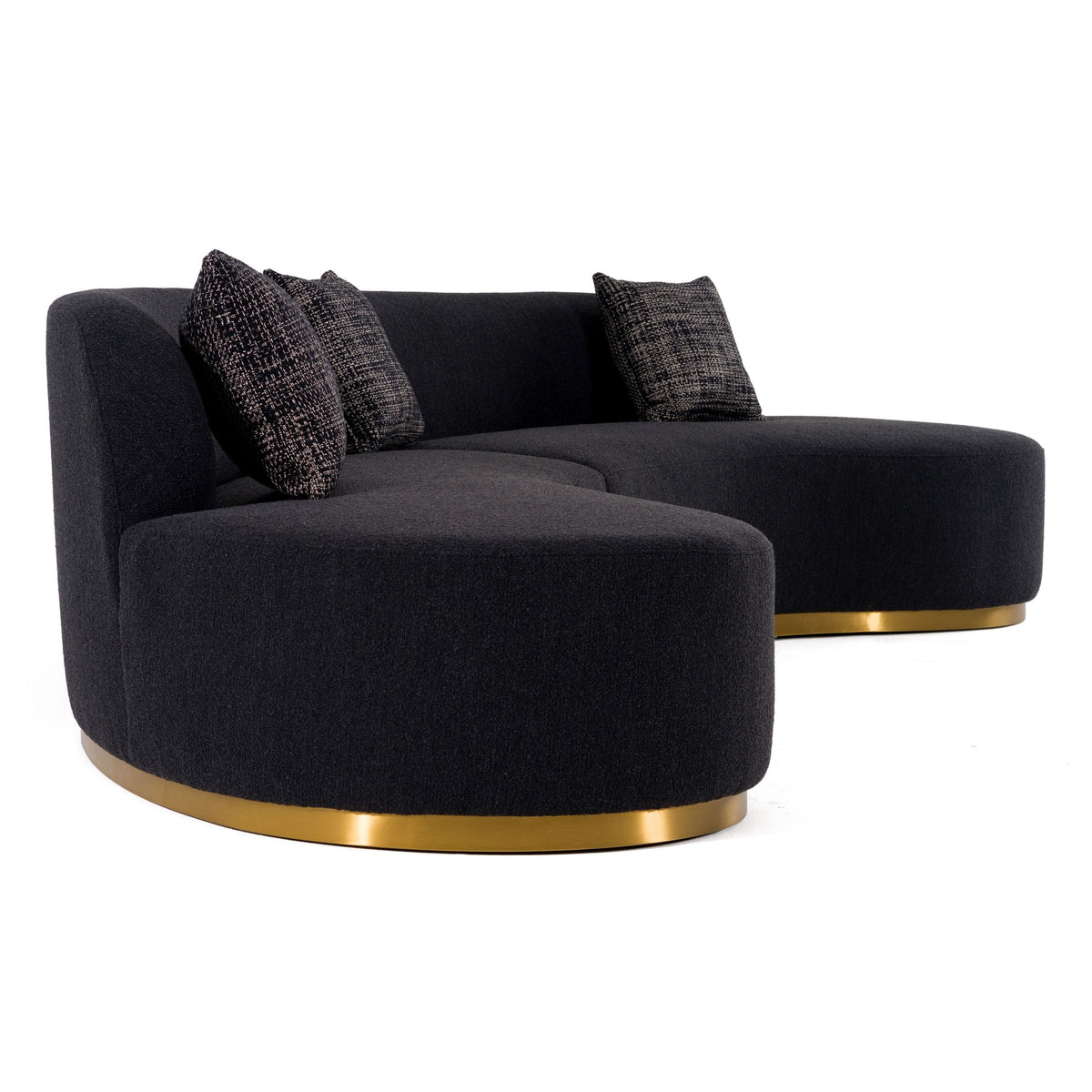 Giovanni 150" Black Curved Sectional Sofa