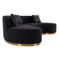 Giovanni 150" Black Curved Sectional Sofa