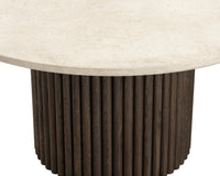 Banyan 59" Round Cream Marble & Fluted Oak Dining Table