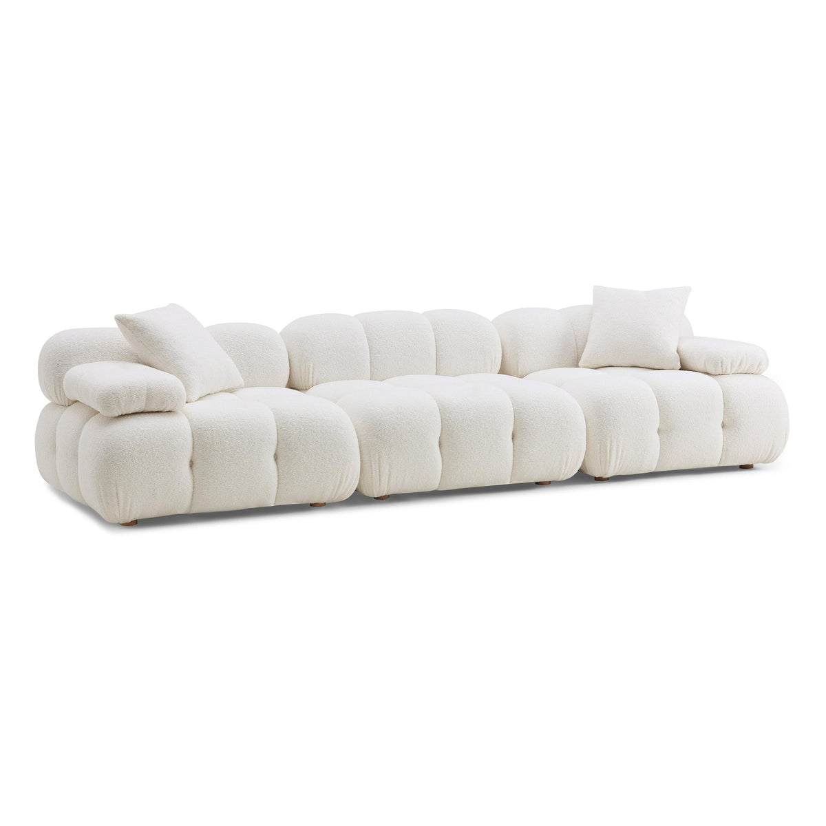 Vogue 118" Cream Performance Vegan Shearling Modular Sofa