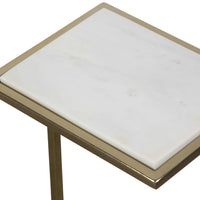 Brooker White Marble & Gold Accent Table