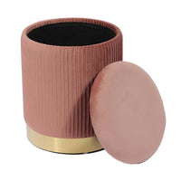 Kiana 12.4" Blush Performance Velvet Storage Ottoman
