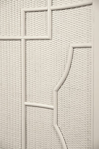Cove 58" Antique White Rattan Overlay Cabinet