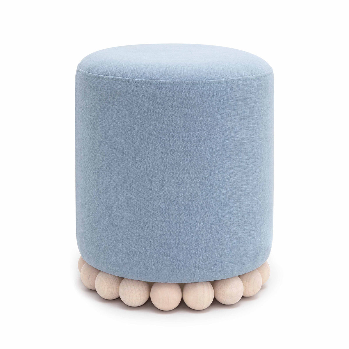 Valerie Faded Blue Upcycled Performance Fabric Ottoman