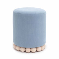 Valerie Faded Blue Upcycled Performance Fabric Ottoman