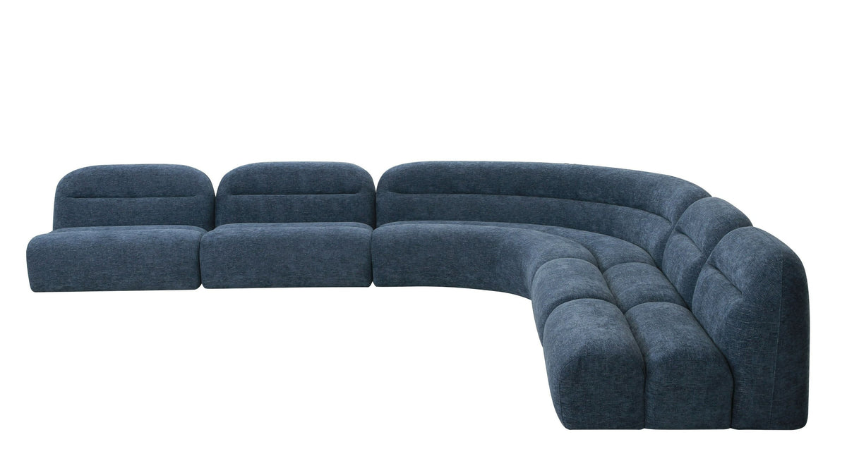 Kayleeh Modern Blue Fabric Modular Corner Sectional Seat