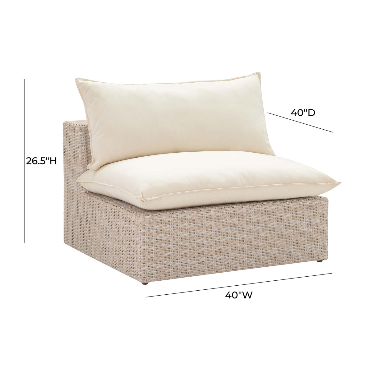 Cali Weather-Resistant Natural Wicker Outdoor Armless Chair