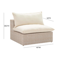 Cali Weather-Resistant Natural Wicker Outdoor Armless Chair