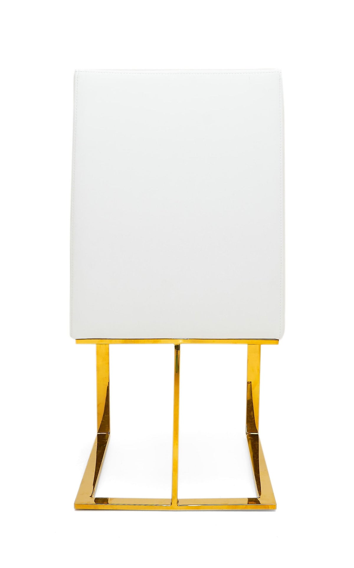 Camille Modern White Faux Leather & Gold Dining Chair