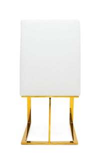 Camille Modern White Faux Leather & Gold Dining Chair