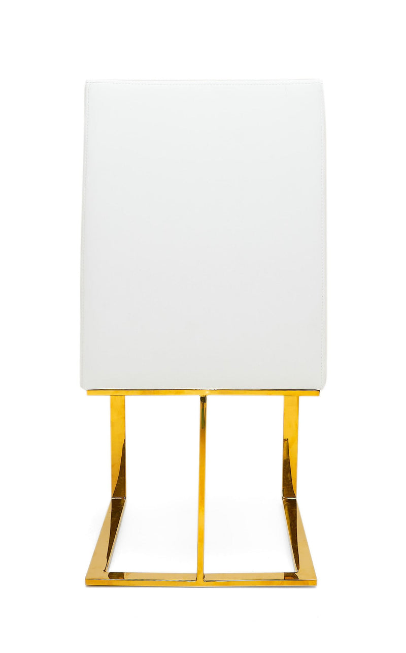 Camille Modern White Faux Leather & Gold Dining Chair