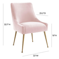 Prado Blush Velvet With Gold Frame Chair - Luxury Living Collection