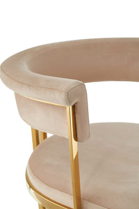 Clancy Modern Beige Velvet + Gold Dining Chair