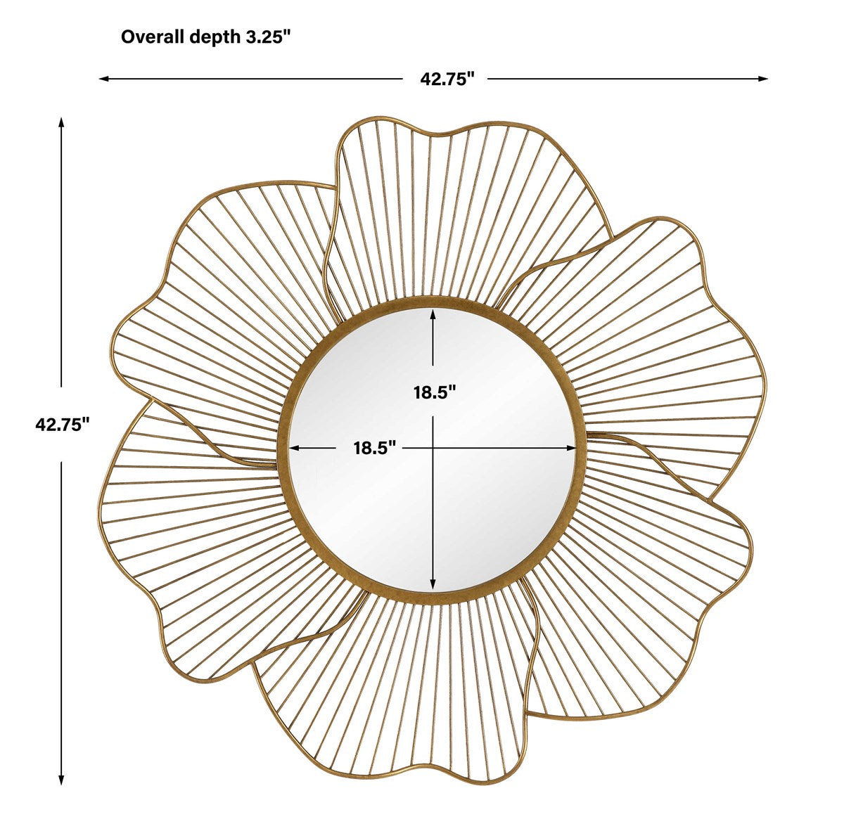 Floral 43" Gold Leaf Round Mirror