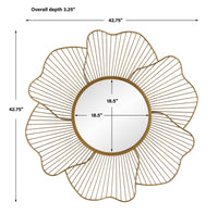 Floral 43" Gold Leaf Round Mirror