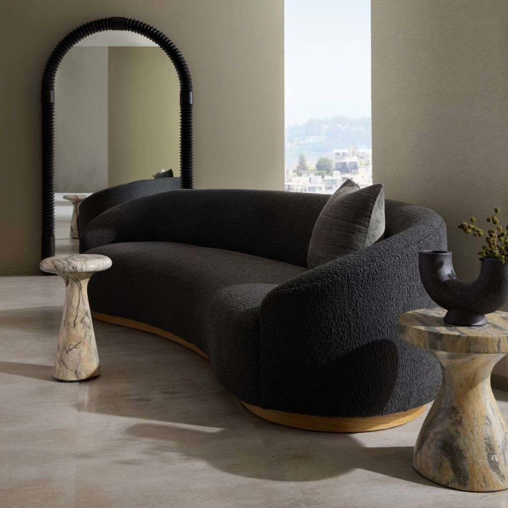 Emilee 108" Sofa Charcoal Sherpa White Oyster