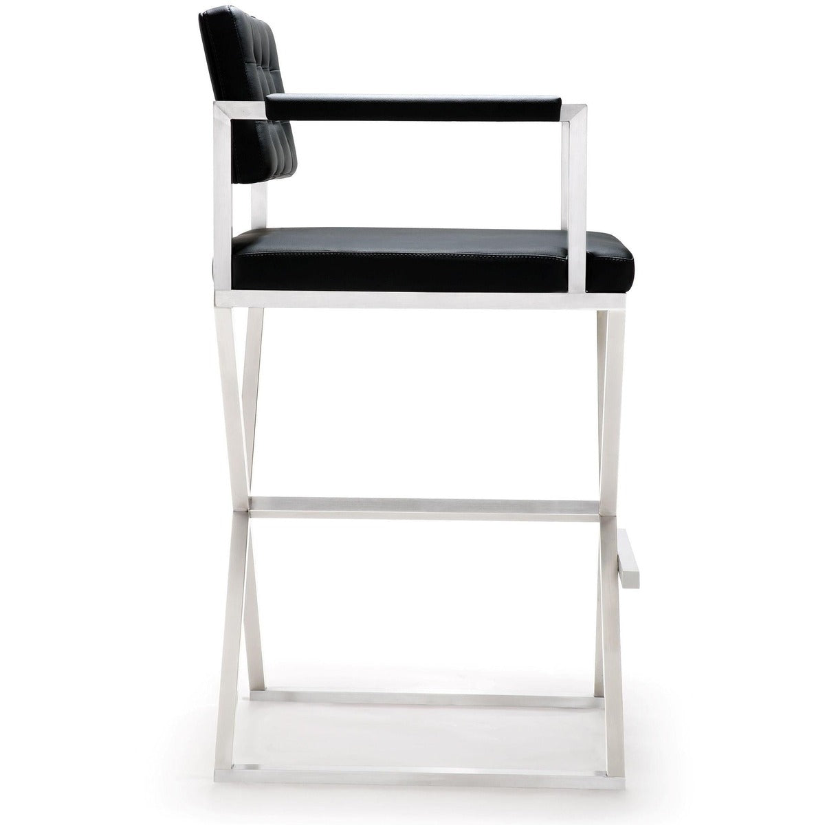 Lila Black Steel Faux Leather Barstool - Luxury Living Collection