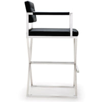 Lila Black Steel Faux Leather Barstool - Luxury Living Collection