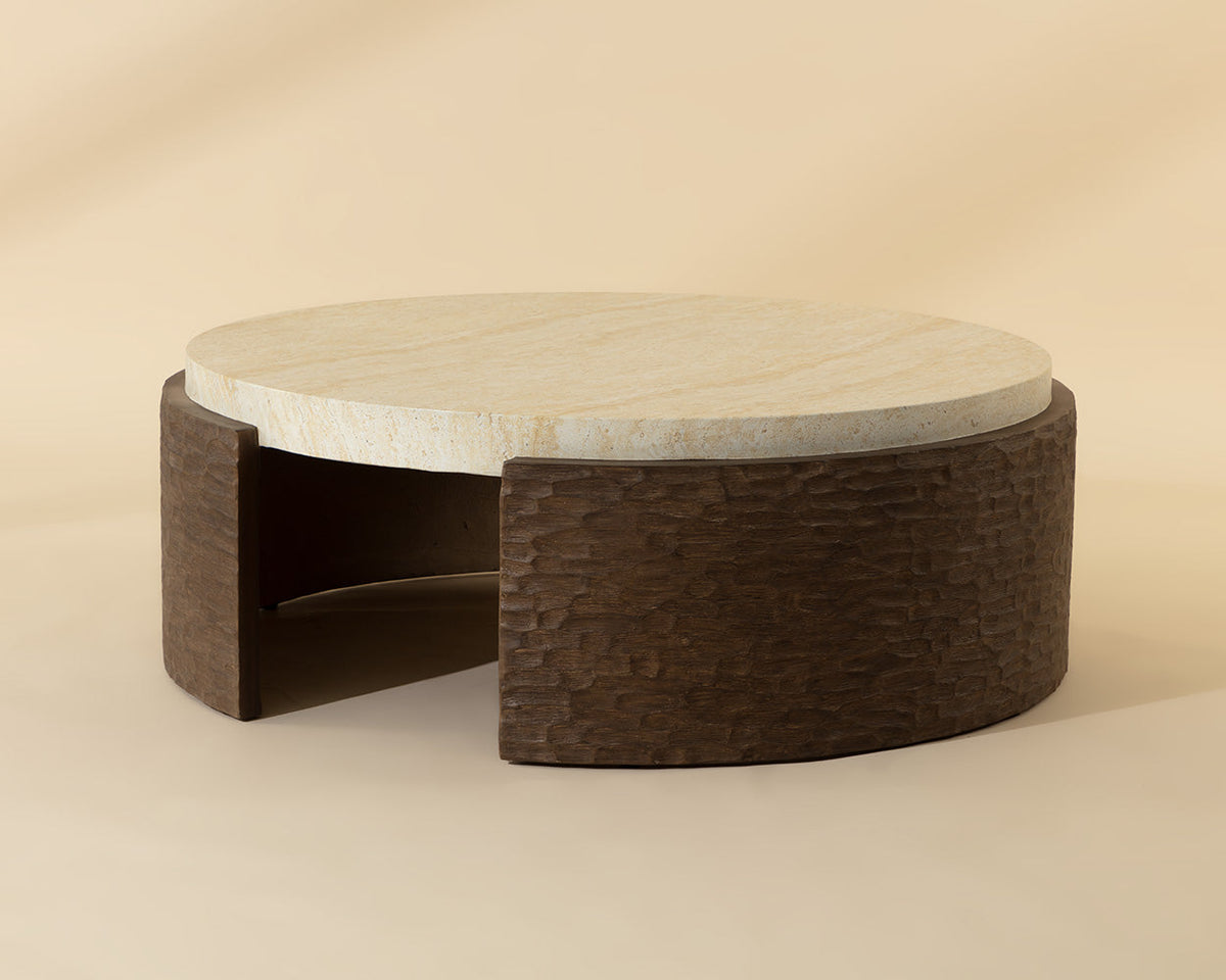 Mesa 50" Travertine Concrete Indoor/Outdoor Coffee Table