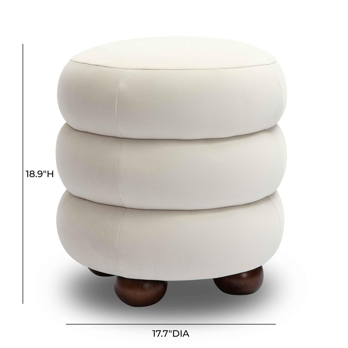 Stefanie Cream Performance Velvet Ottoman