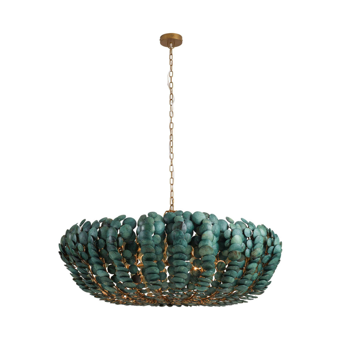 Bilal 52" Eucalyptus Stain Coco Shell Round Chandelier