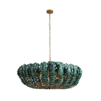 Bilal 52" Eucalyptus Stain Coco Shell Round Chandelier