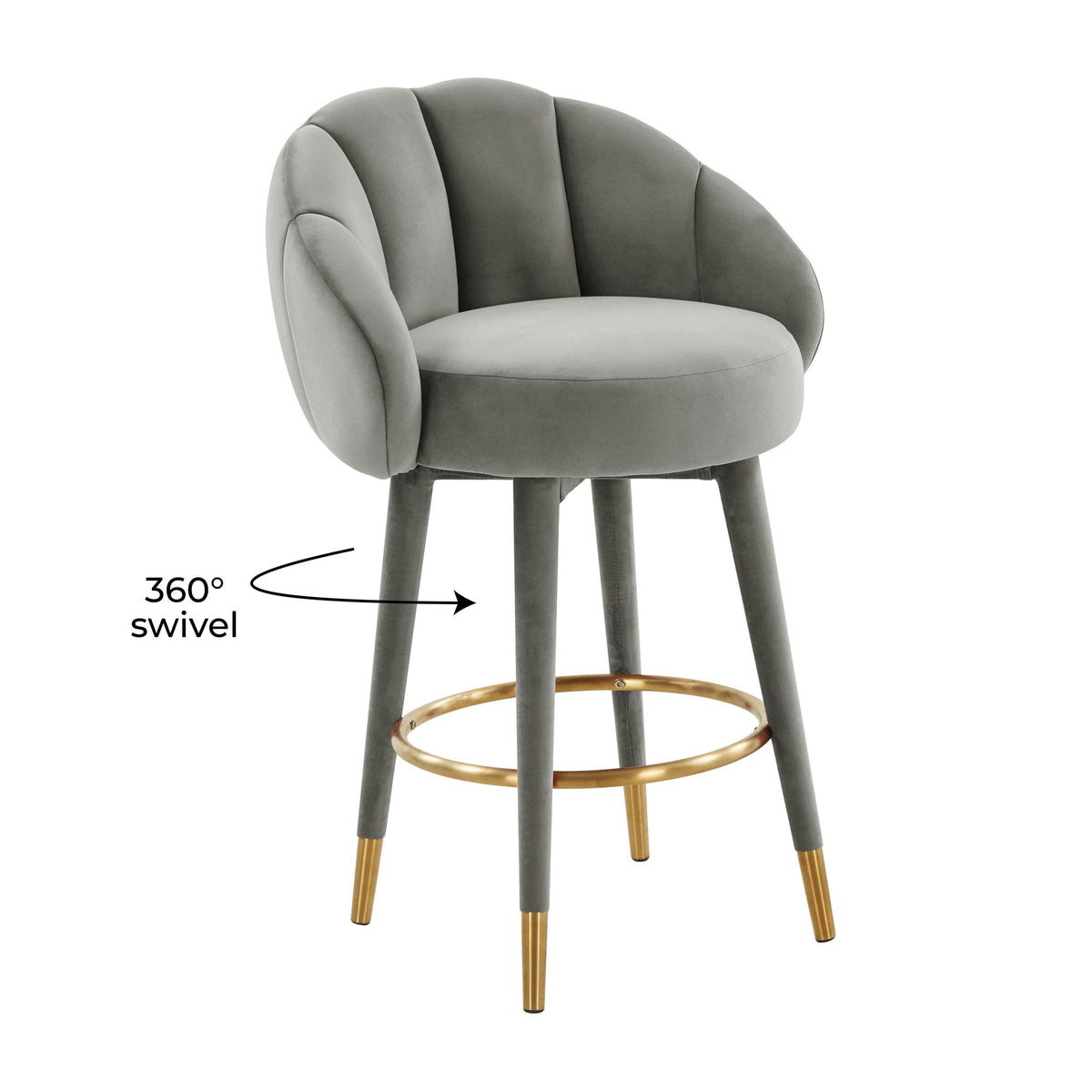 Morant Performance Grey Velvet Swivel Counter Stool - Luxury Living Collection