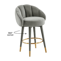 Morant Performance Grey Velvet Swivel Counter Stool - Luxury Living Collection