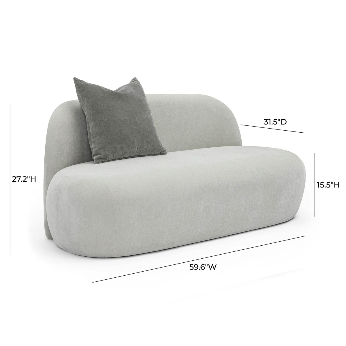 Carraway 59.6" Grey Upcycled Chenille Loveseat