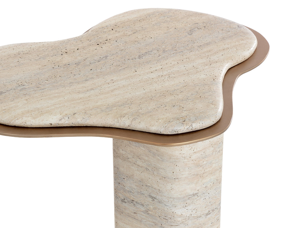 Isola Sand Faux Travertine Concrete Indoor Outdoor Accent Table