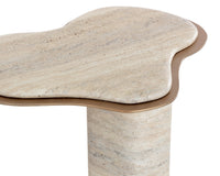 Isola Sand Faux Travertine Concrete Indoor Outdoor Accent Table