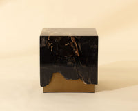Truett 20" Black Polished Wood & Gold End Table