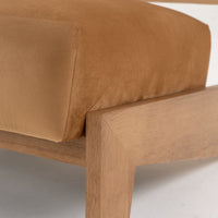 Kenna Mid-Century Modern Camel Velvet & Chestnut Accent Chair