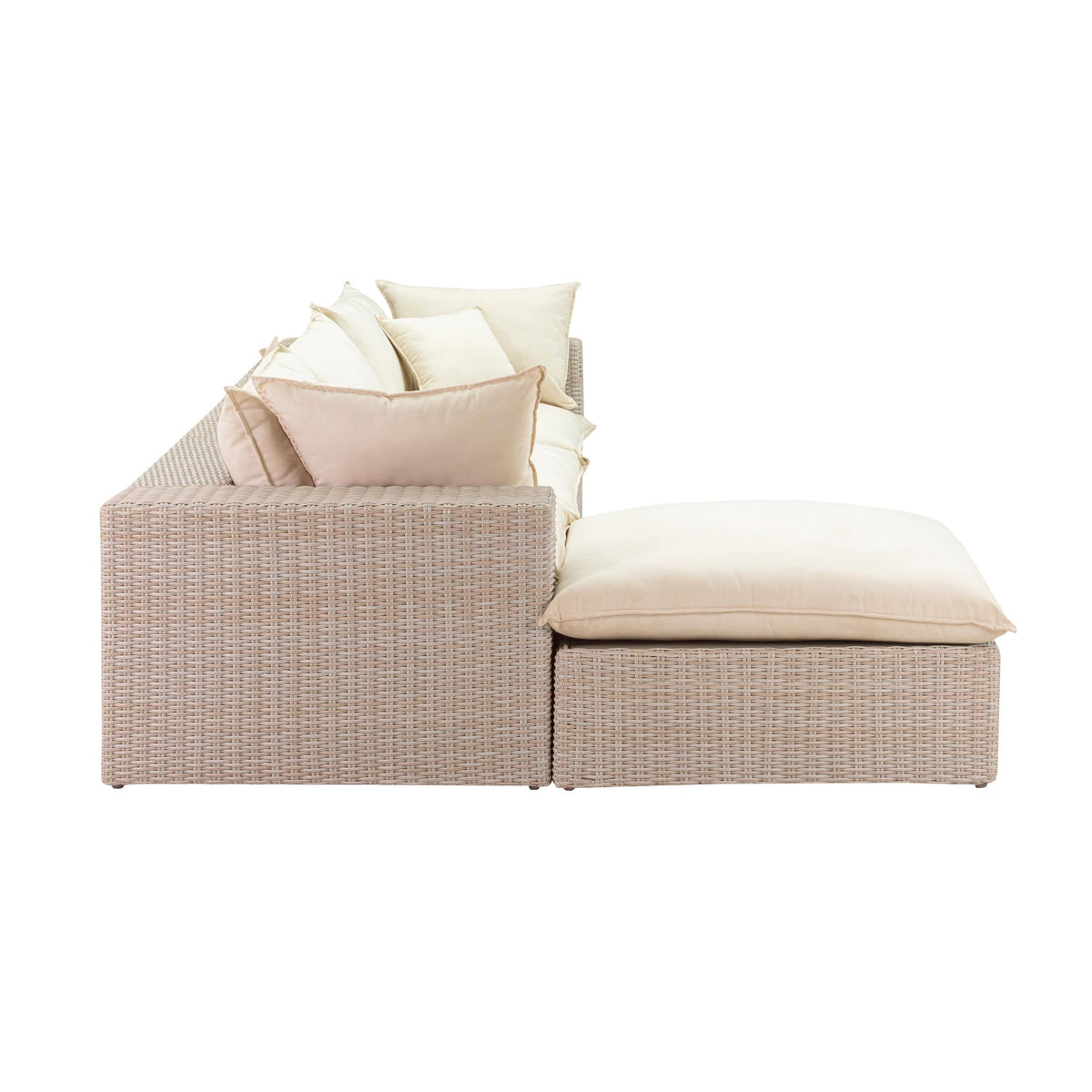 Cali 119.7" 4-Piece Natural Wicker Outdoor Modular Sectional