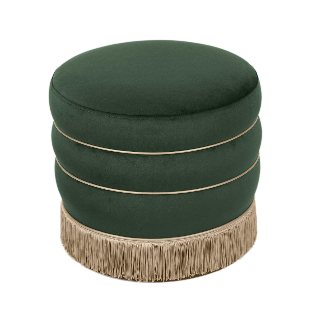 Ettros 17.2" Round Green Performance Velvet Ottoman