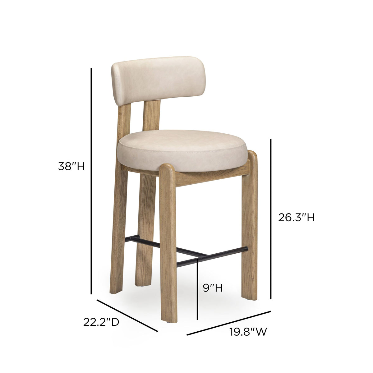 Ophelia Taupe Performance Vegan Leather Counter Stool