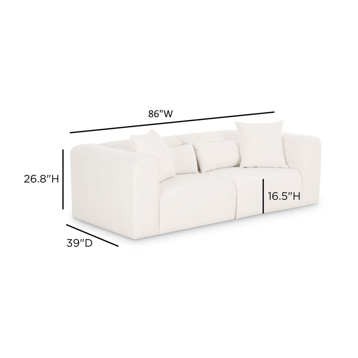 Tereasa 86" Cream Performance Chenille Modular Loveseat