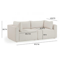 Karsyn 81" Cream Performance Fabric Outdoor Modular Loveseat