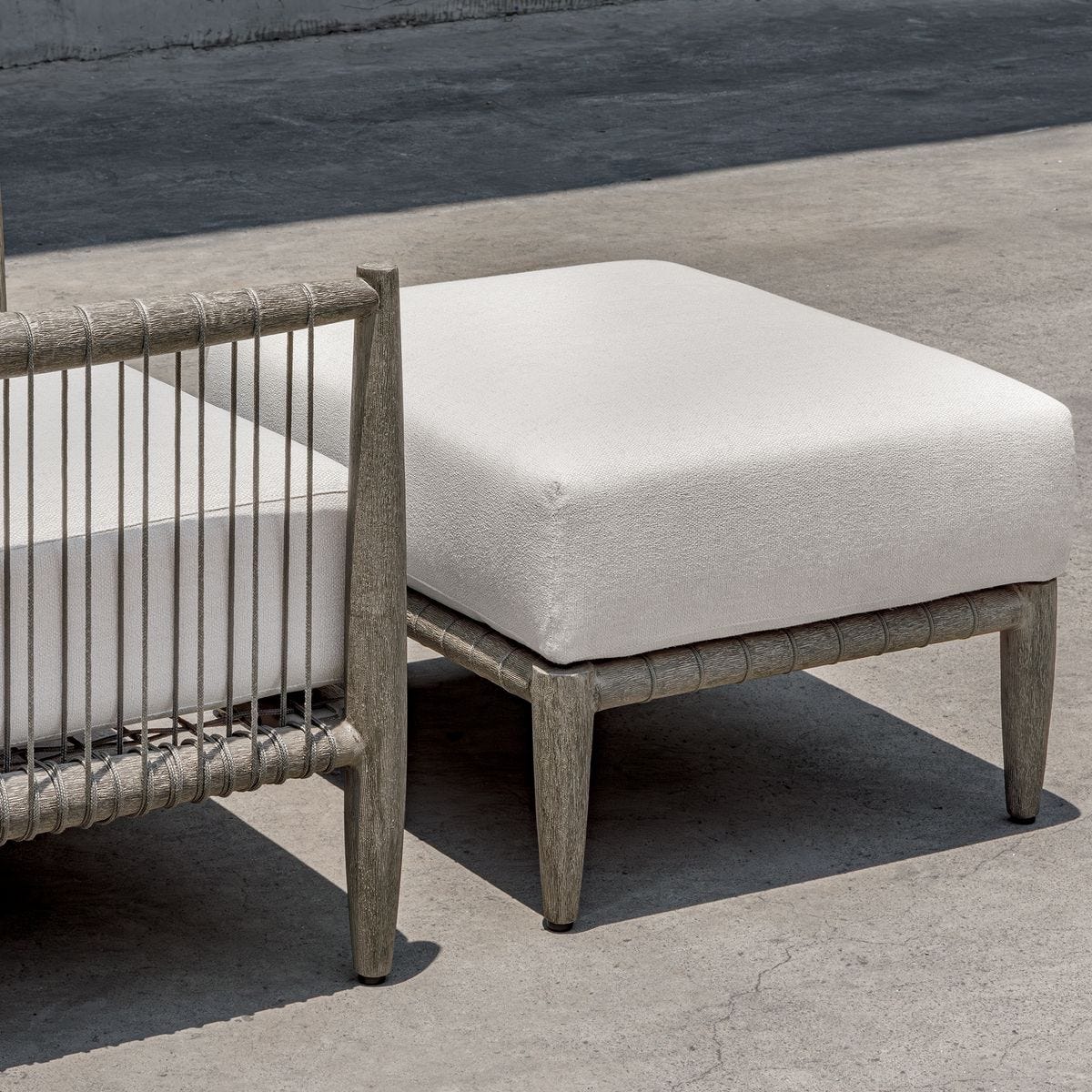 Clara White & Grey Outdoor Ottoman