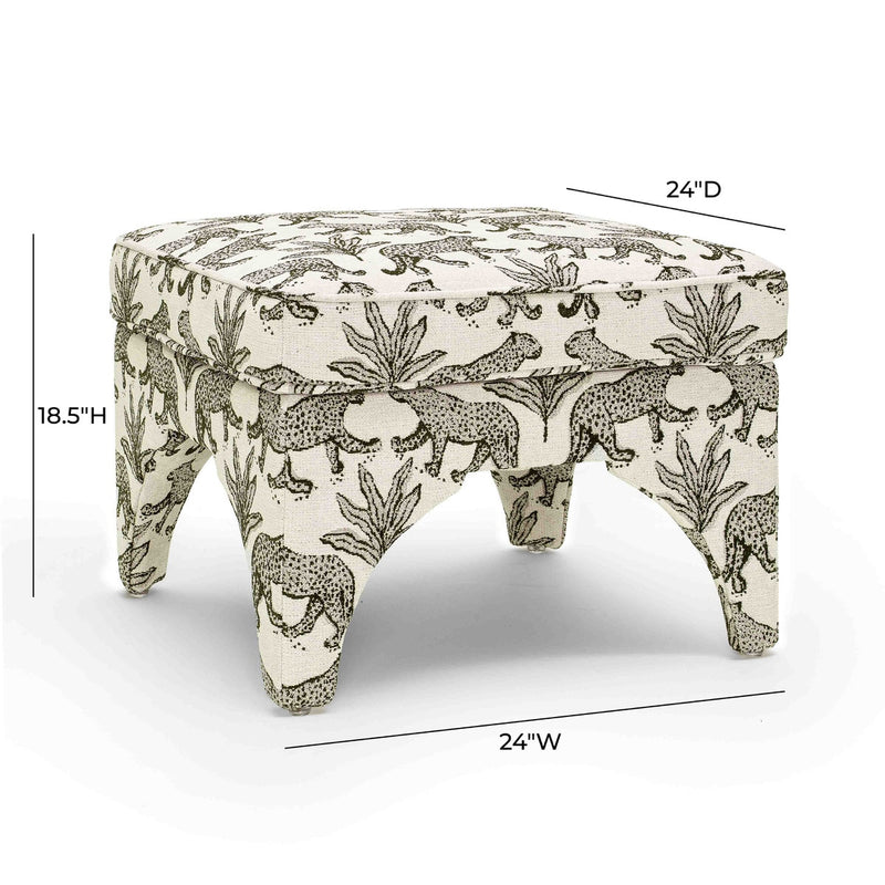 Kaelie Taupe Leopard Jacquard Ottoman